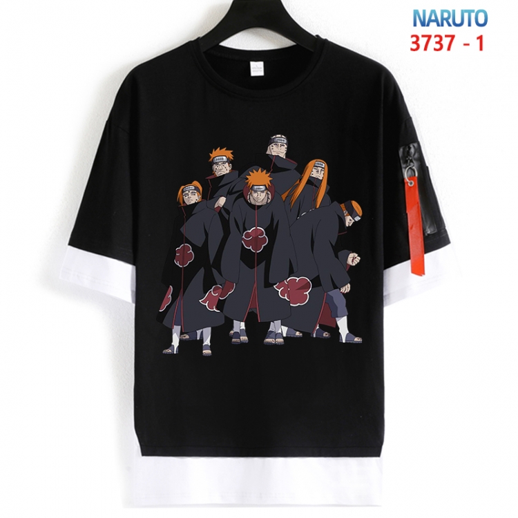 Naruto Cotton Crew Neck Fake Two-Piece Short Sleeve T-Shirt from S to 4XL  HM-3737-1