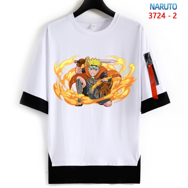 Naruto Cotton Crew Neck Fake Two-Piece Short Sleeve T-Shirt from S to 4XL HM-3724-2