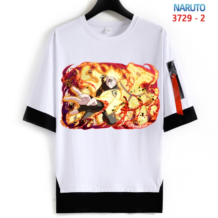 Naruto Cotton Crew Neck Fake Two-Piece Short Sleeve T-Shirt from S to 4XL HM-3729-2