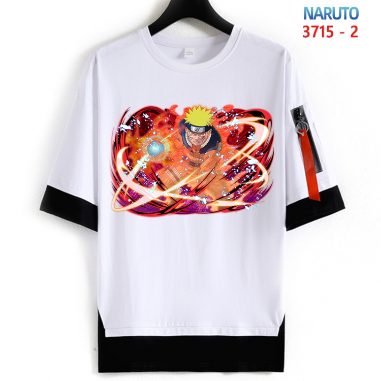 Naruto Cotton Crew Neck Fake Two-Piece Short Sleeve T-Shirt from S to 4XL  HM-3715-2