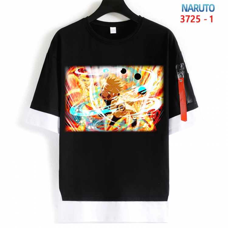 Naruto Cotton Crew Neck Fake Two-Piece Short Sleeve T-Shirt from S to 4XL  HM-3725-1
