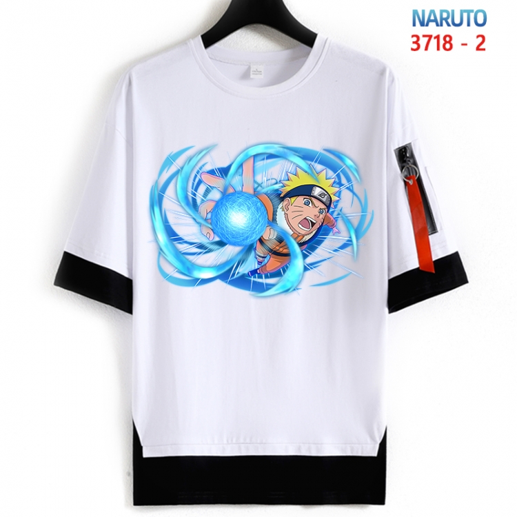 Naruto Cotton Crew Neck Fake Two-Piece Short Sleeve T-Shirt from S to 4XL HM-3718-2