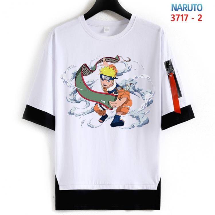 Naruto Cotton Crew Neck Fake Two-Piece Short Sleeve T-Shirt from S to 4XL HM-3717-2