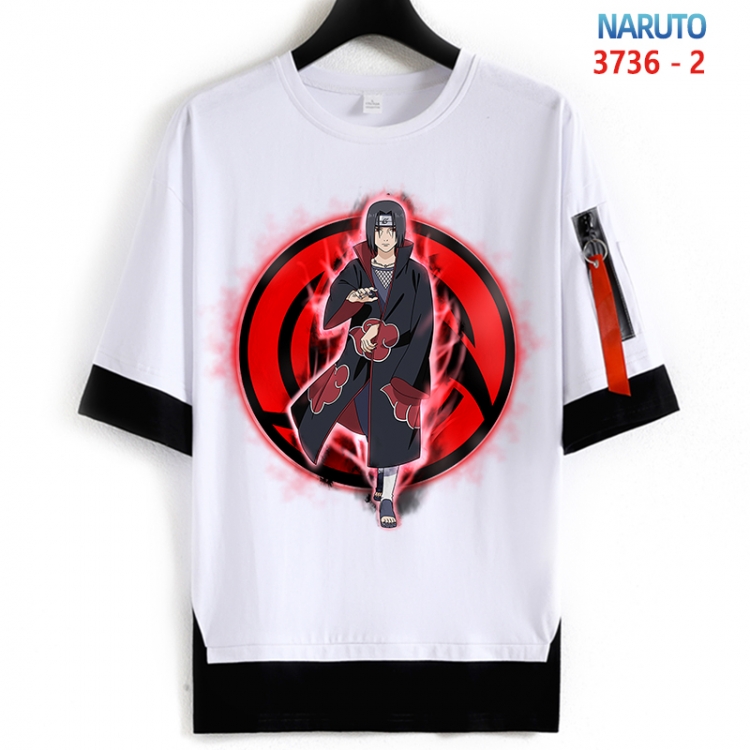 Naruto Cotton Crew Neck Fake Two-Piece Short Sleeve T-Shirt from S to 4XL HM-3736-2