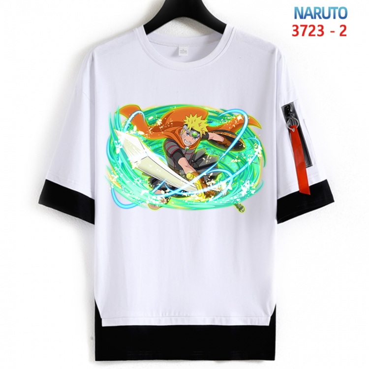 Naruto Cotton Crew Neck Fake Two-Piece Short Sleeve T-Shirt from S to 4XL HM-3723-2