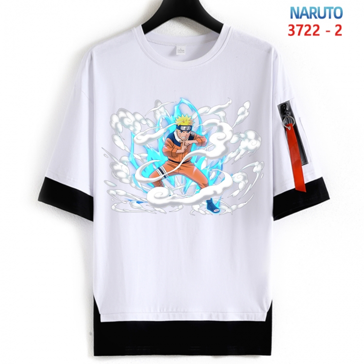 Naruto Cotton Crew Neck Fake Two-Piece Short Sleeve T-Shirt from S to 4XL  HM-3722-2