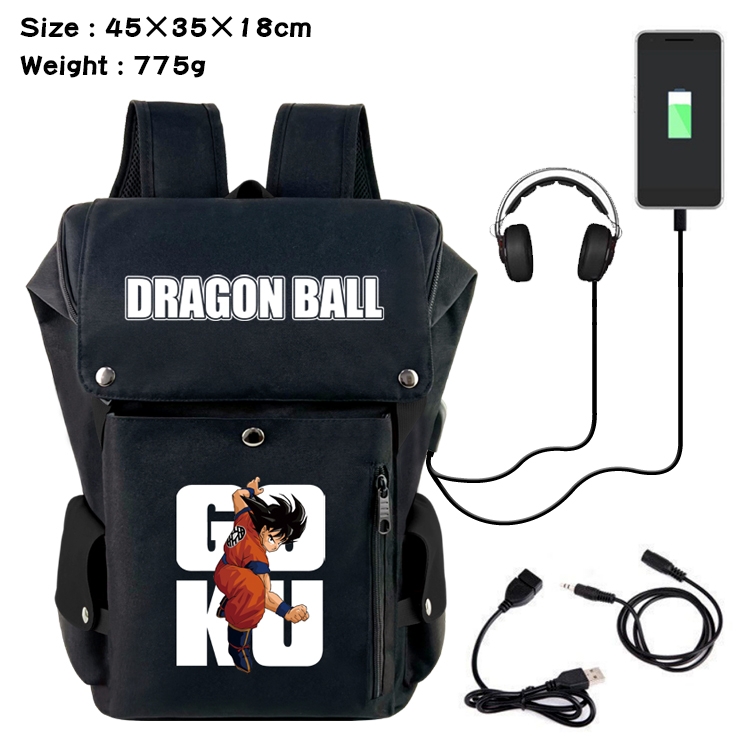 DRAGON BALL Anime Canvas Bucket Data Cable Backpack School Bag 45X35X18CM 775G