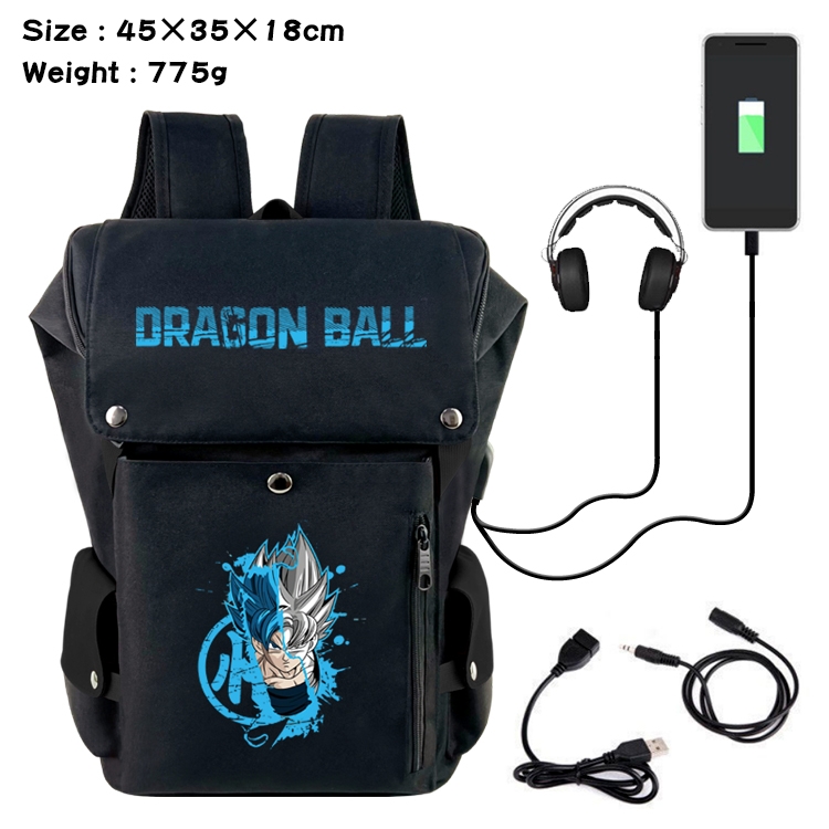 DRAGON BALL Anime Canvas Bucket Data Cable Backpack School Bag 45X35X18CM 775G