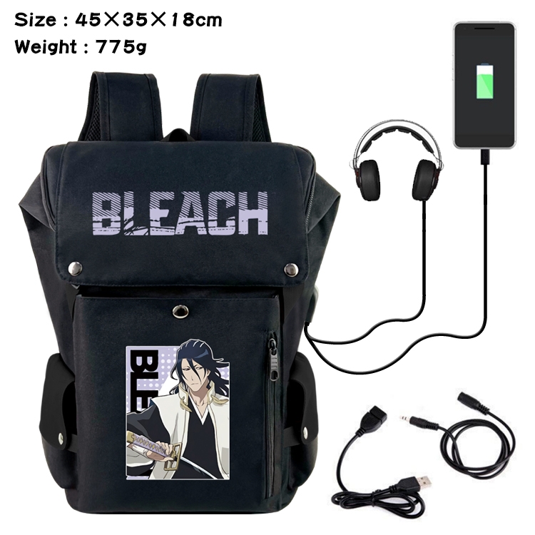 Bleach Anime Canvas Bucket Data Cable Backpack School Bag 45X35X18CM 775G
