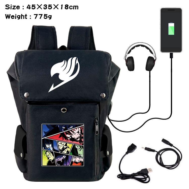 Fairy tail Anime Canvas Bucket Data Cable Backpack School Bag 45X35X18CM 775G