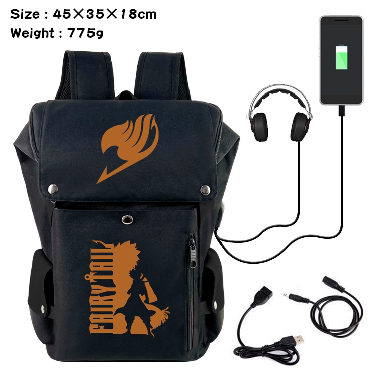 Fairy tail Anime Canvas Bucket Data Cable Backpack School Bag 45X35X18CM 775G