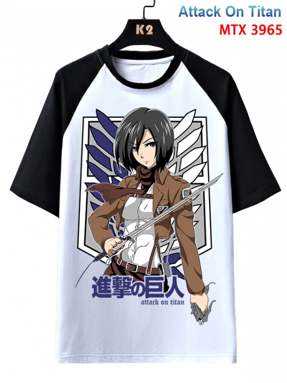 Shingeki no Kyojin Anime raglan sleeve cotton T-shirt from XS to 3XL MTX-3965-1