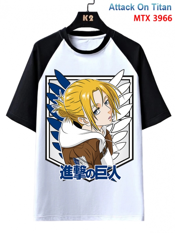 Shingeki no Kyojin Anime raglan sleeve cotton T-shirt from XS to 3XL MTX-3966-1