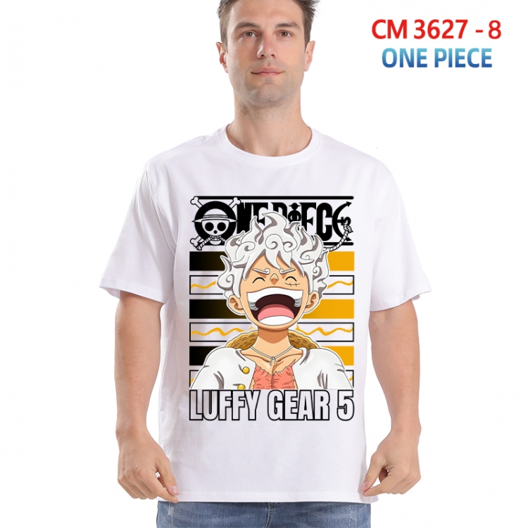 One Piece Printed short-sleeved cotton T-shirt from S to 4XL 3627-8