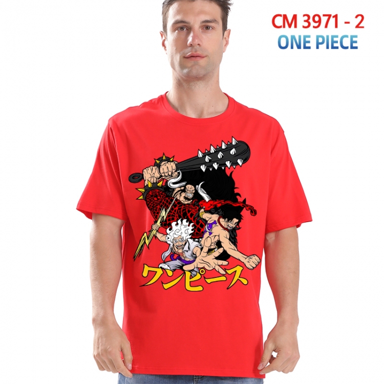 One Piece Printed short-sleeved cotton T-shirt from S to 4XL 3971-2