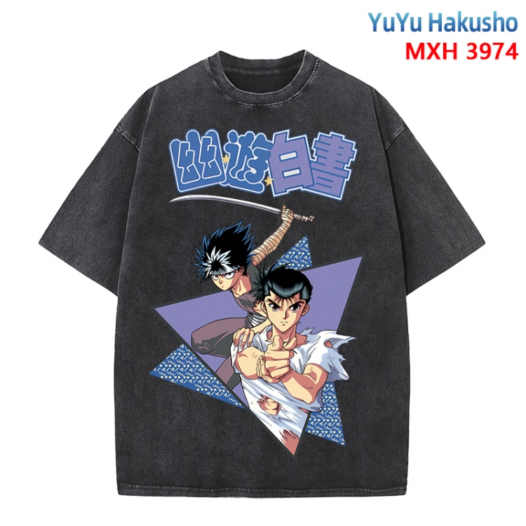 YuYu Hakusho Anime peripheral pure cotton washed and worn T-shirt from S to 4XL
