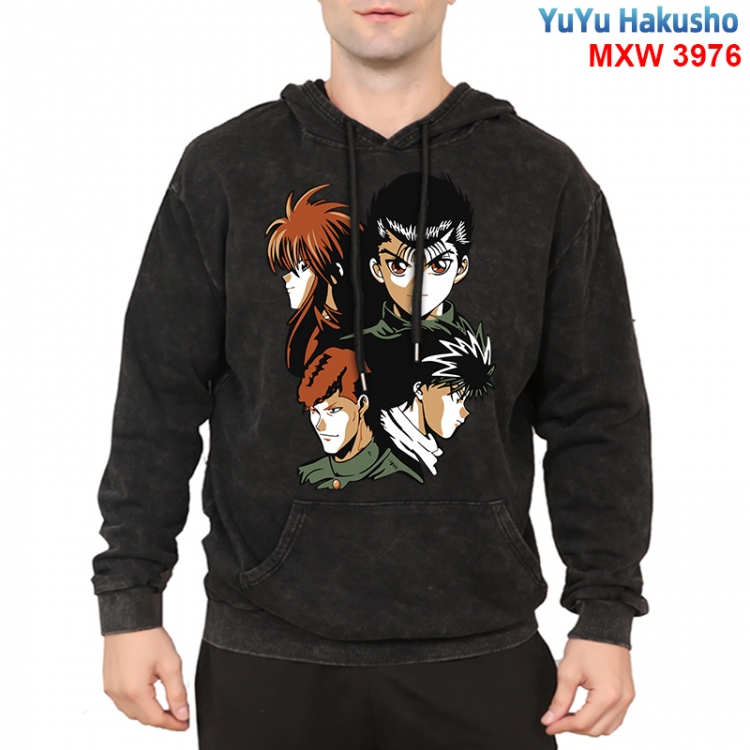  YuYu Hakusho Anime peripheral washing and worn-out pure cotton sweater from S to 3XL