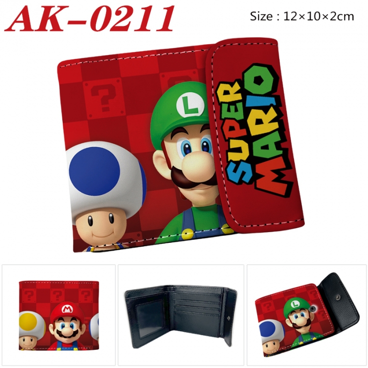 Super Mario Anime PU leather full color buckle 20% off wallet 12X10X2CM