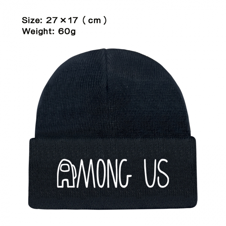 Among-us Anime printed plush knitted hat warm hat 27X17cm 60g