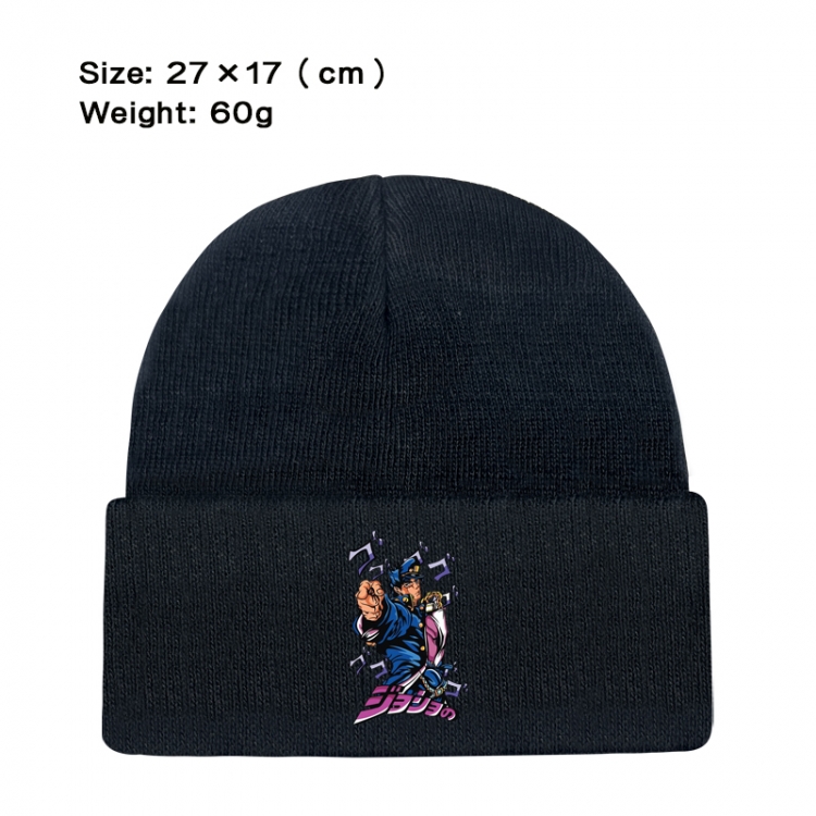 JoJos Bizarre Adventure Anime printed plush knitted hat, warm hat 27X17cm 60g