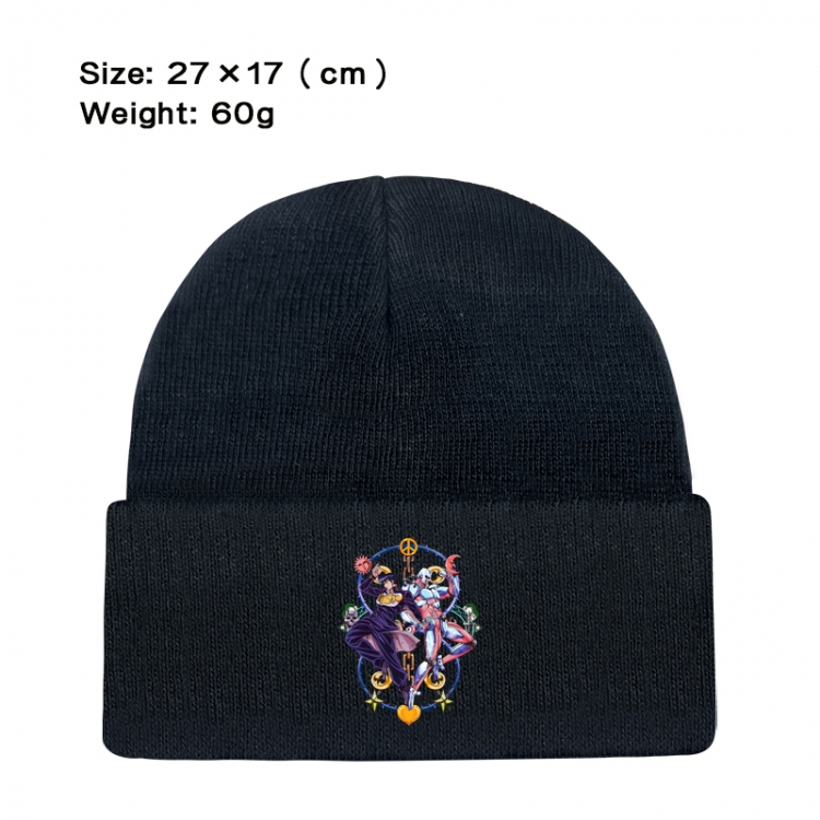 JoJos Bizarre Adventure Anime printed plush knitted hat, warm hat 27X17cm 60g