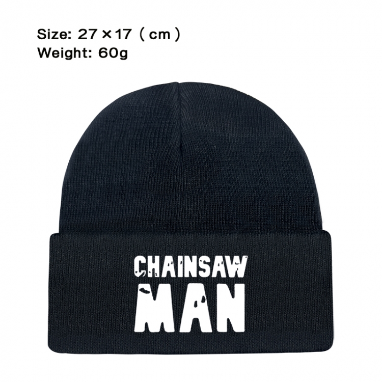 Chainsawman Anime printed plush knitted hat, warm hat 27X17cm 60g