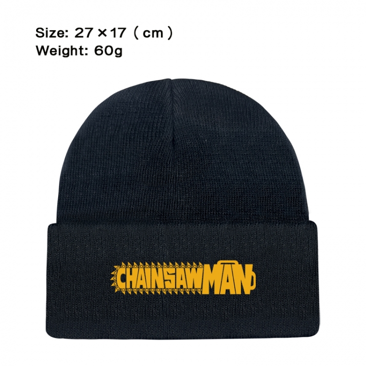 Chainsawman Anime printed plush knitted hat, warm hat 27X17cm 60g