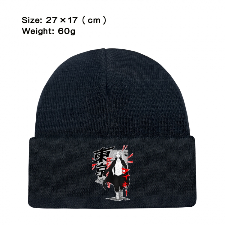 Tokyo Revengers Anime printed plush knitted hat, warm hat 27X17cm 60g