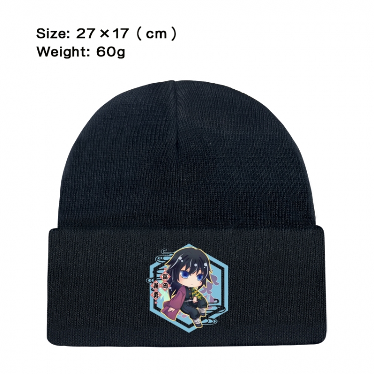 Demon Slayer Kimets Anime printed plush knitted hat, warm hat 27X17cm 60g
