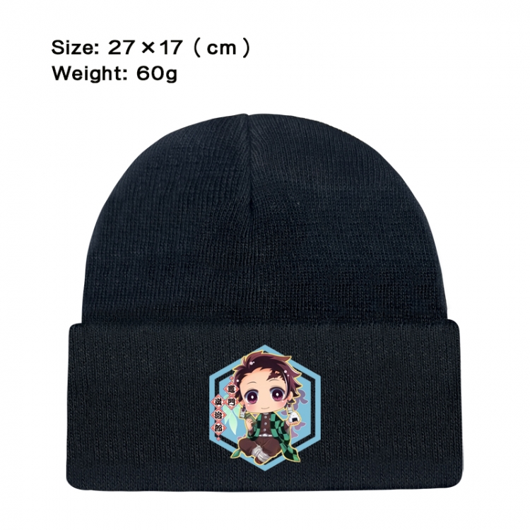 Demon Slayer Kimets Anime printed plush knitted hat, warm hat 27X17cm 60g