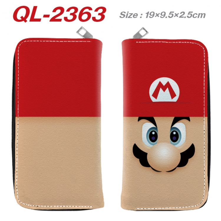 Super Mario Anime peripheral PU leather full-color long zippered wallet 19.5x9.5x2.5cm