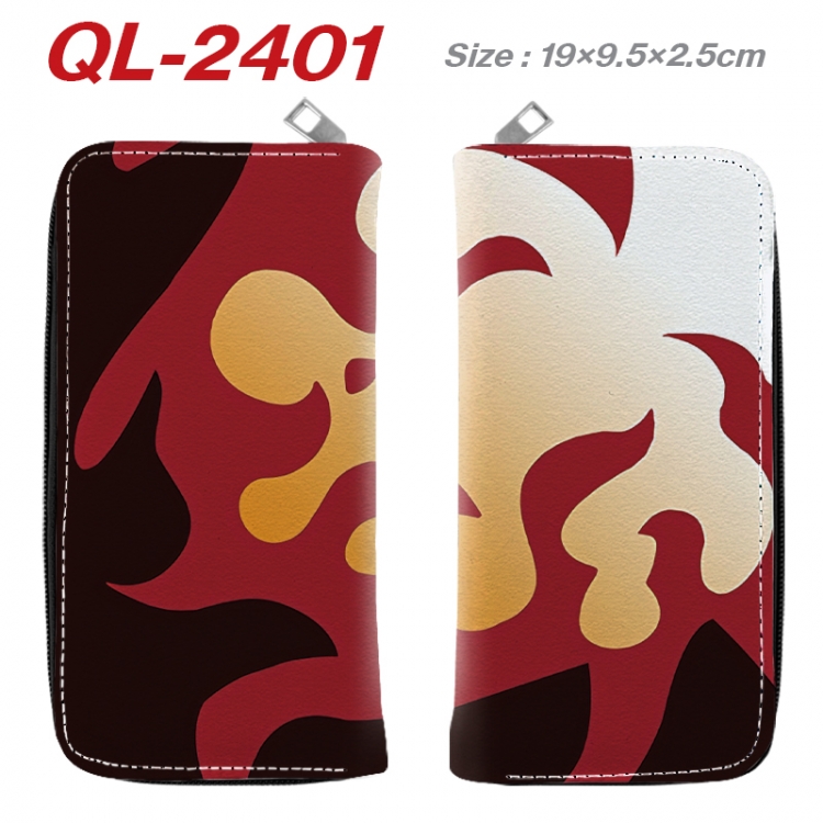Demon Slayer Kimets Anime peripheral PU leather full-color long zippered wallet 19.5x9.5x2.5cm