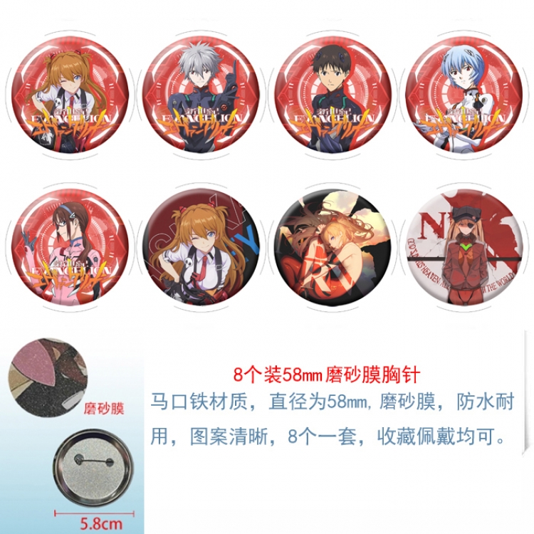 EVA Anime round scrub film brooch badge 58MM a set of 8