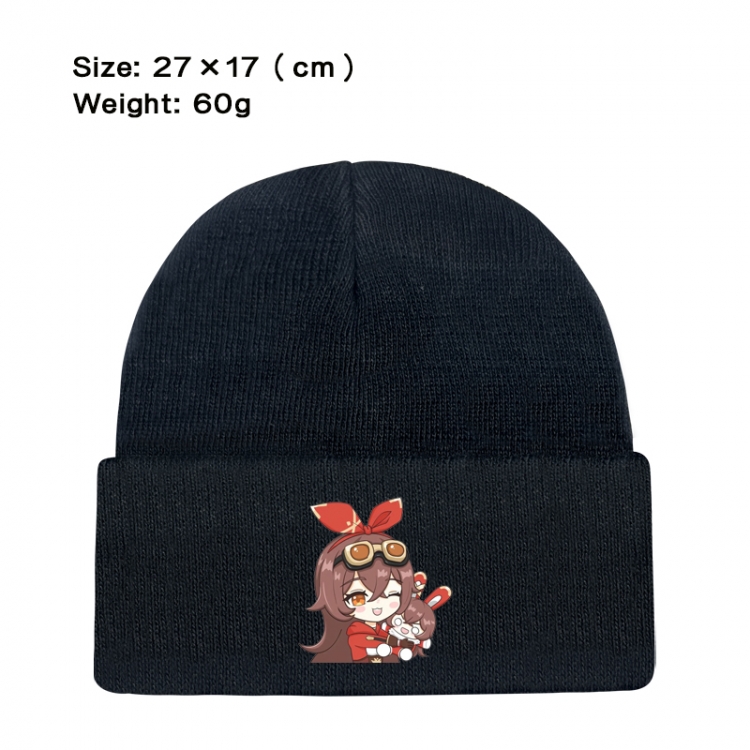 Genshin Impact Anime printed plush knitted hat warm hat 27X17cm 60g
