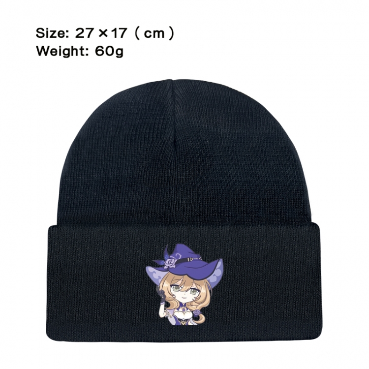 Genshin Impact Anime printed plush knitted hat warm hat 27X17cm 60g