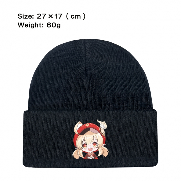 Genshin Impact Anime printed plush knitted hat warm hat 27X17cm 60g