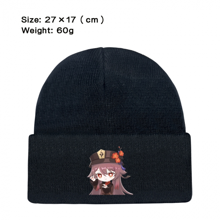 Genshin Impact Anime printed plush knitted hat warm hat 27X17cm 60g