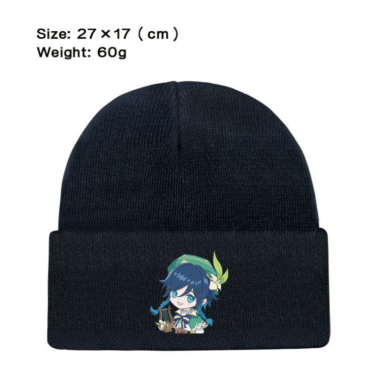 Genshin Impact Anime printed plush knitted hat warm hat 27X17cm 60g