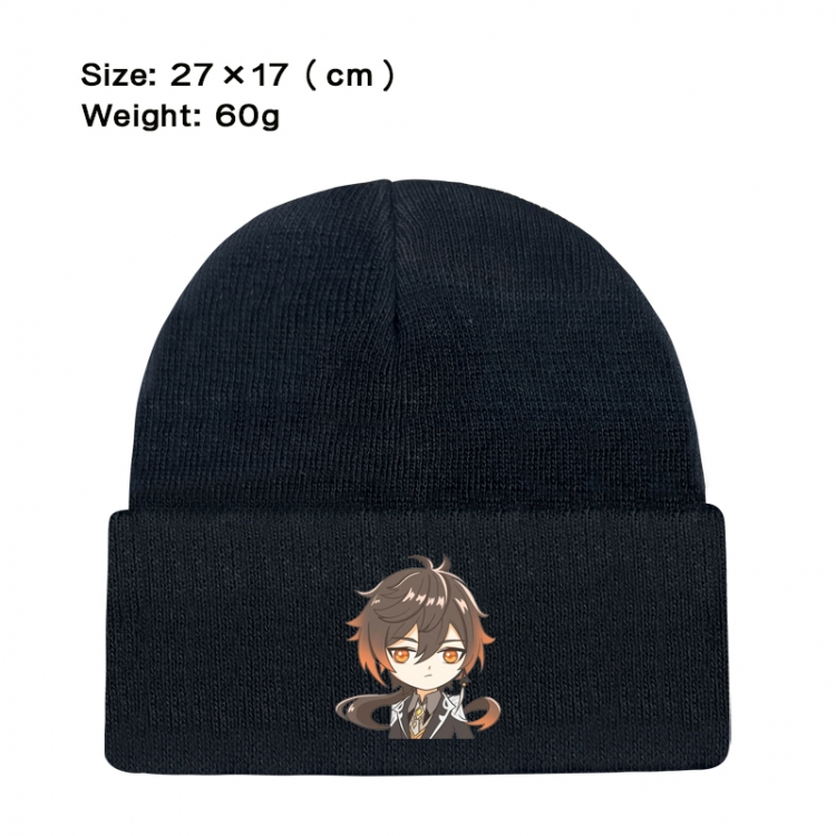 Genshin Impact Anime printed plush knitted hat warm hat 27X17cm 60g