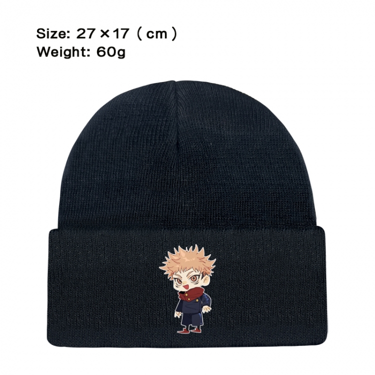 Jujutsu Kaisen Anime printed plush knitted hat warm hat 27X17cm 60g