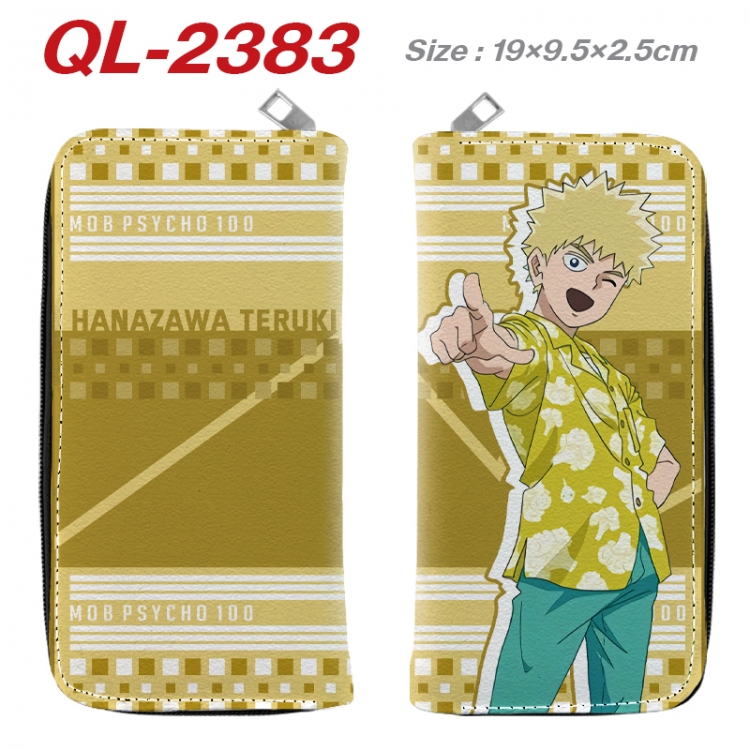 Mob Psycho 100 Anime peripheral PU leather full-color long zippered wallet 19.5x9.5x2.5cm