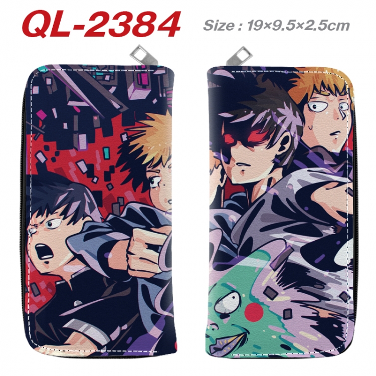 Mob Psycho 100 Anime peripheral PU leather full-color long zippered wallet 19.5x9.5x2.5cm