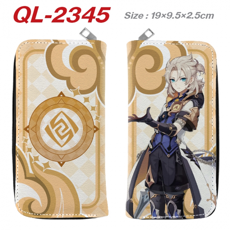 Genshin Impact Anime peripheral PU leather full-color long zippered wallet 19.5x9.5x2.5cm