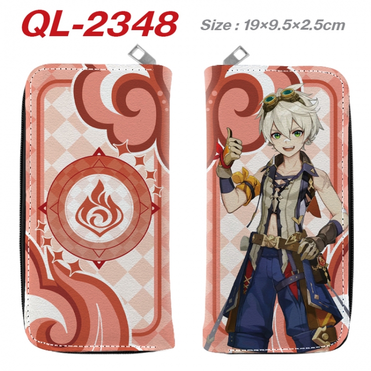 Genshin Impact Anime peripheral PU leather full-color long zippered wallet 19.5x9.5x2.5cm