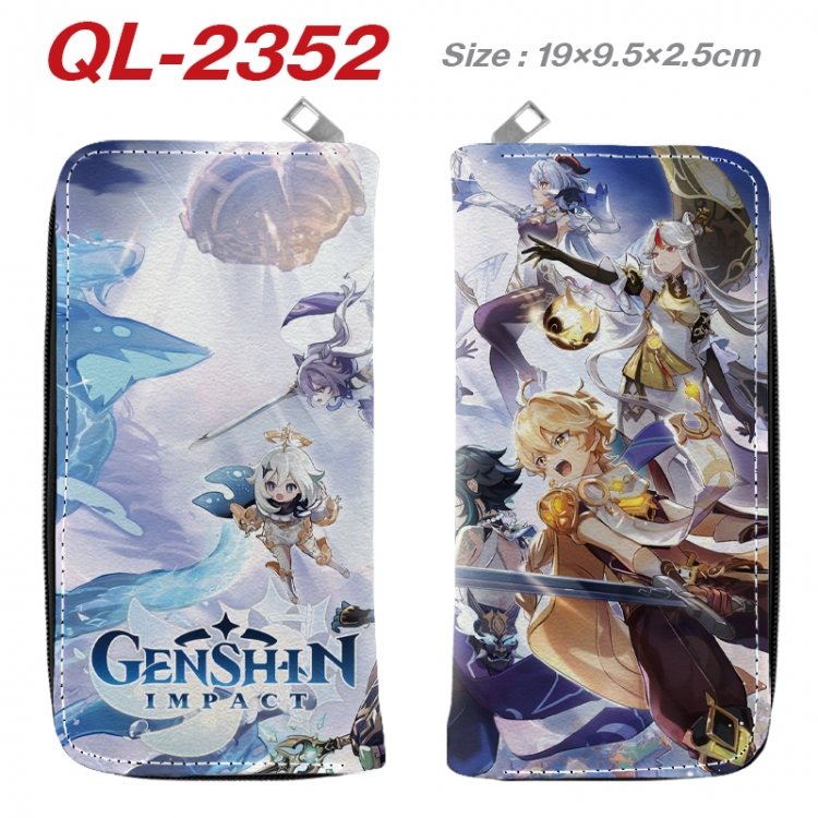 Genshin Impact Anime peripheral PU leather full-color long zippered wallet 19.5x9.5x2.5cm