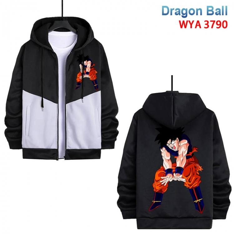DRAGON BALL Anime black and white contrasting pure cotton zipper patch pocket sweater from S to 3XL