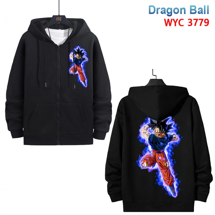 DRAGON BALL Anime black pure cotton zipper patch pocket sweater from S to 3XL 