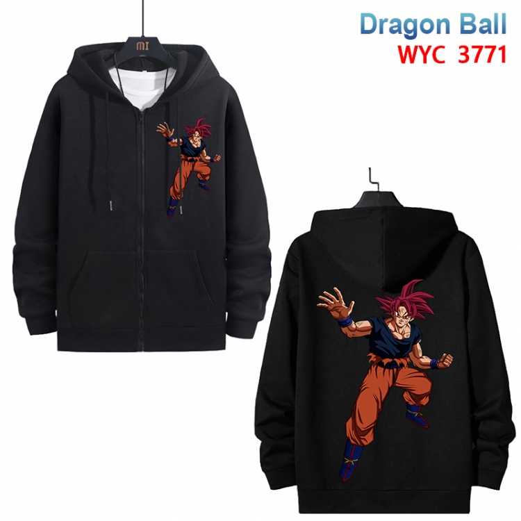 DRAGON BALL Anime black pure cotton zipper patch pocket sweater from S to 3XL 