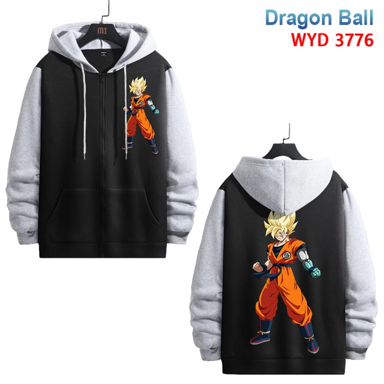 DRAGON BALL Anime black contrast gray pure cotton zipper patch pocket sweater from S to 3XL 