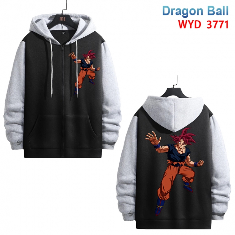 DRAGON BALL Anime black contrast gray pure cotton zipper patch pocket sweater from S to 3XL 